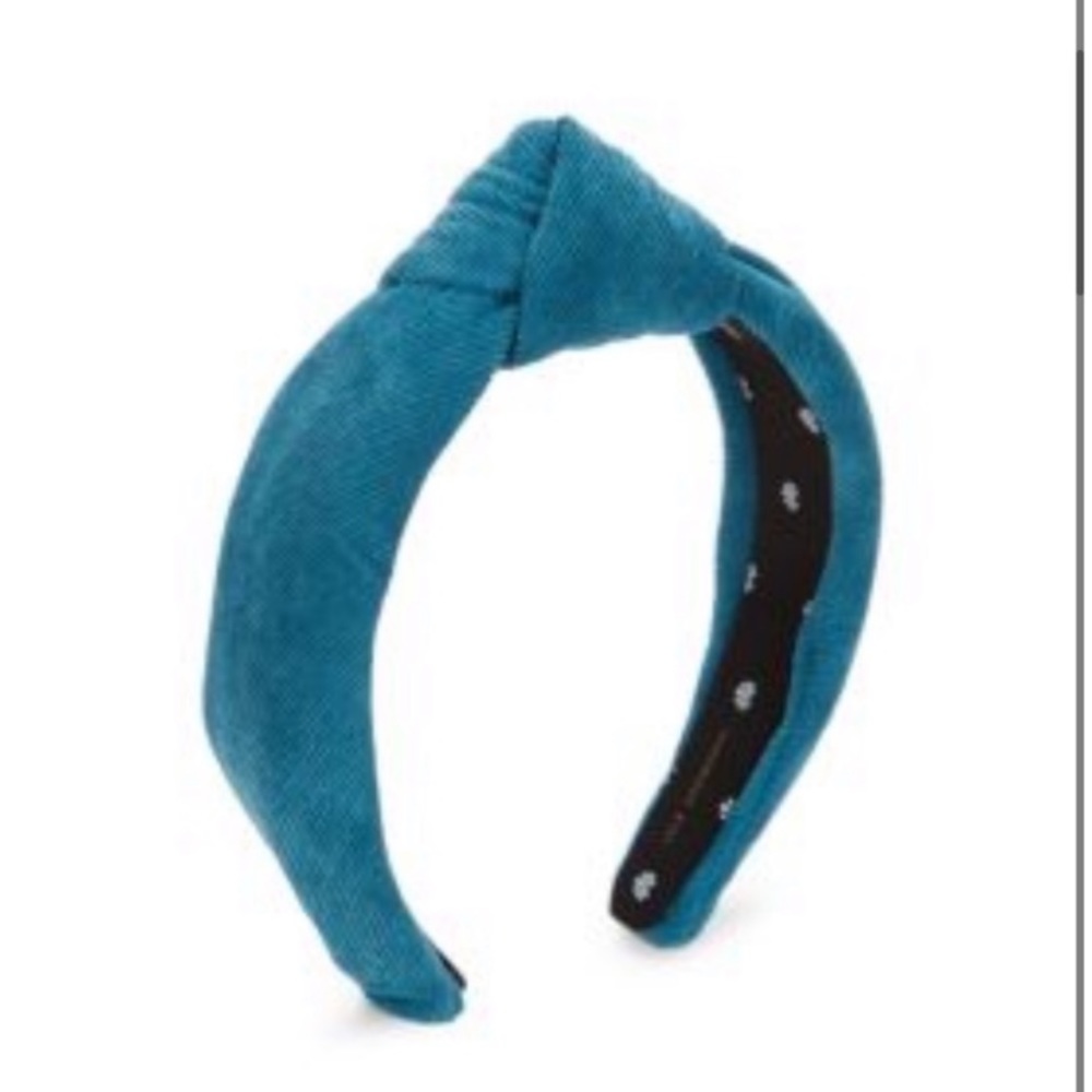 Lele Sadoughi Blue corduroy knot headband